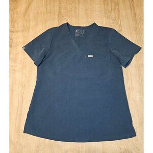 Figs Catarina One Picket Scrub Top Womens Size M  Vneck Short Sleeve Blue